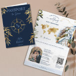 Invitación Código QR del pasaporte de la boda de destino de l<br><div class="desc">Moderno y Boho Boda de Invitación Floral Destino,  como pasaporte. Escudo de monograma de brújula en la portada,  con ilustraciones de boho Grecia. Diseño perfecto para tu boda de verano en la isla griega de Santorini o en Mykonos. Añadir el código QR del sitio web de su boda</div>