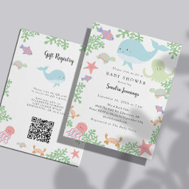 Invitación Código QR del registro de regalos para baby shower