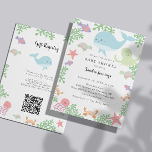 Invitación Código QR del registro de regalos para baby shower