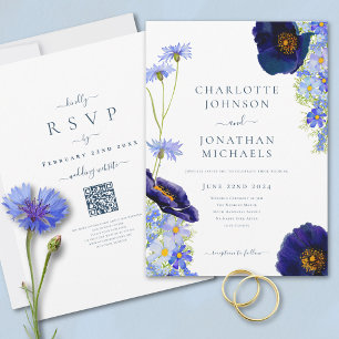 Invitación Código QR del sitio web de boda rústica Wildflower