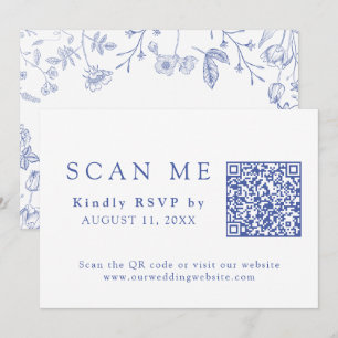 Invitación Código QR DESCARGABLE Boda Chinoiserie RSVP