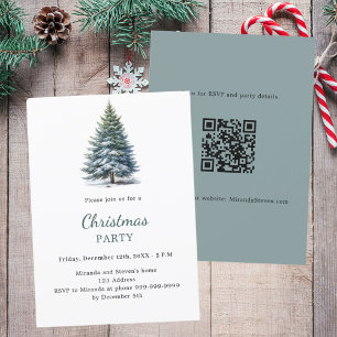 Invitación código QR dibujado a mano en árbol Fiesta navidade