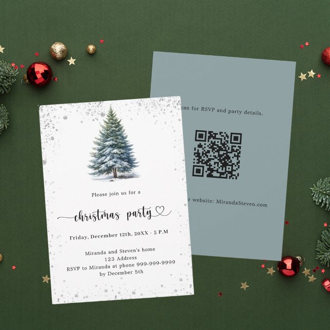 Invitación código QR dibujado a mano en árbol Fiesta navidade (Subido por el creador)