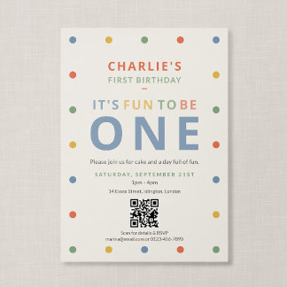 Invitación Código QR Diversión Para Ser Uno Suave Colorido Pr