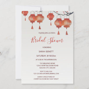 Invitación Código QR   Ducha de novias con farolillos chinos