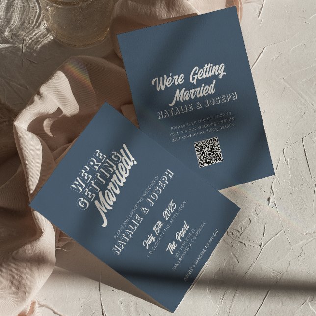 Invitación Código QR Dusty Blue Modern Fun Boda caprichoso (Subido por el creador)