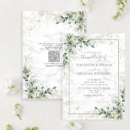 Invitación Código QR Dusty Eucalyptus Verdor de Oro Botánico