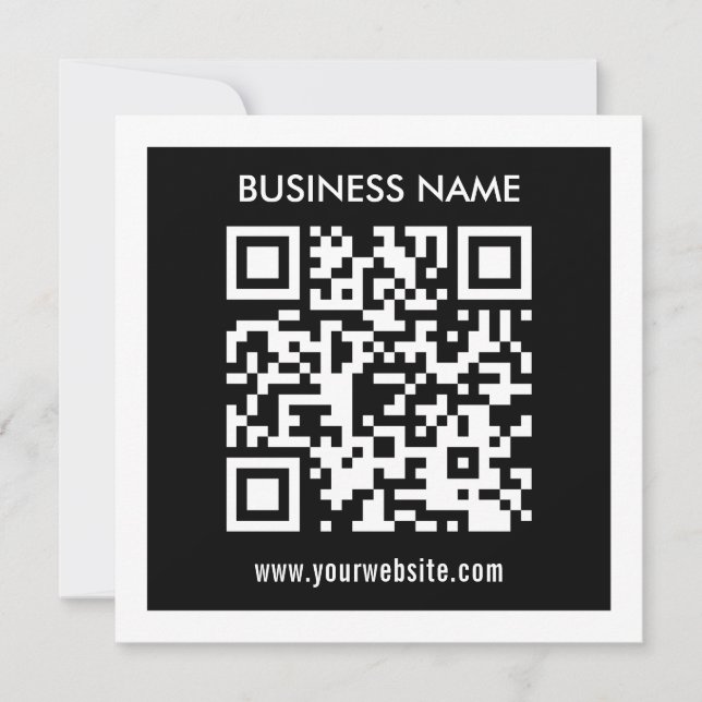 Invitación Código QR editable (generado al instante) | Negro (Anverso)
