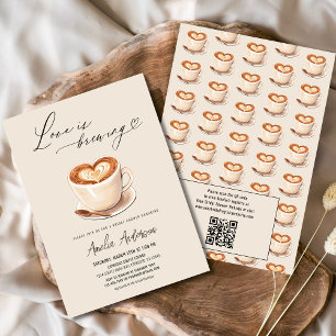 Invitación Código QR El amor es preparar café Ducha de novias