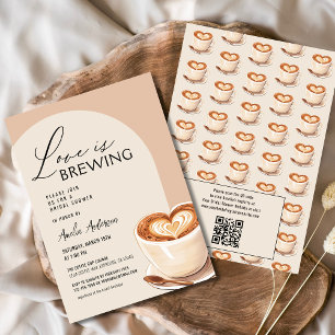 Invitación Código QR El amor es preparar café Ducha de novias