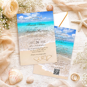 Invitación Código QR Elegante Boda Tropical de Playa Todo en
