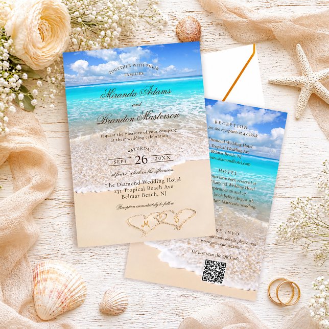 Invitación Código QR Elegante Boda Tropical de Playa Todo en  (Subido por el creador)