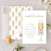 Código QR Elegante Champán Chic Lazo Bridal Almuer