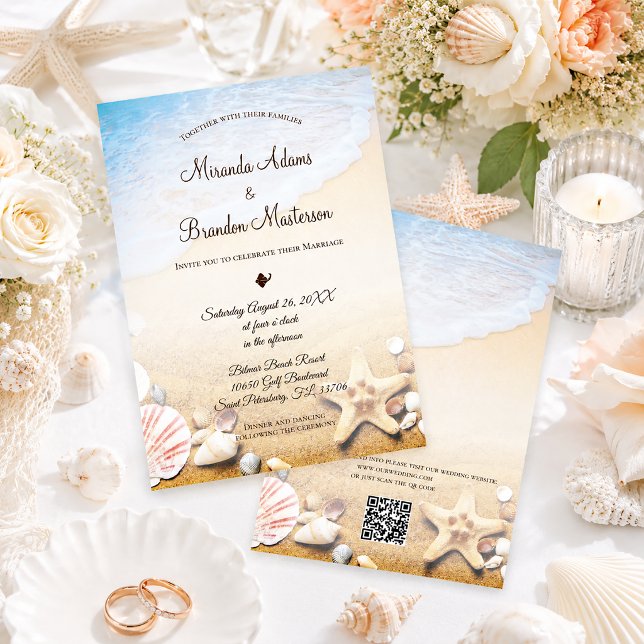 Invitación Código QR Elegante Estrella de Mar Moderna Boda de (Subido por el creador)