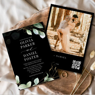 Invitación Código QR Elegante Eucalyptus Boda de fotografía n