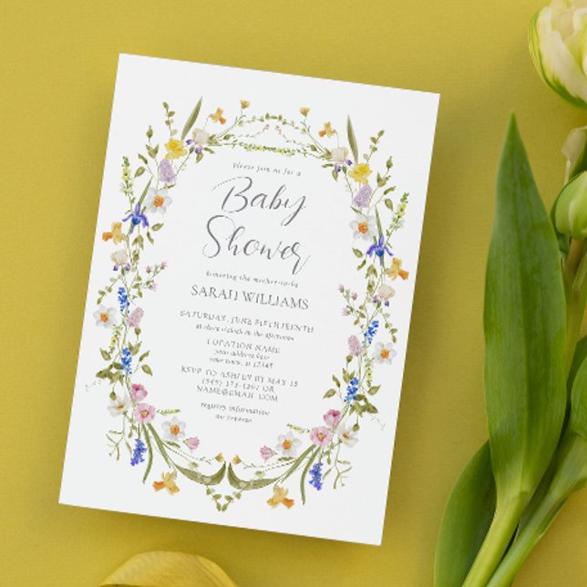 Invitación Código QR Elegante género Neutral Floral Baby Show (Spring Blooms: A Floral Baby Shower Celebration!)
