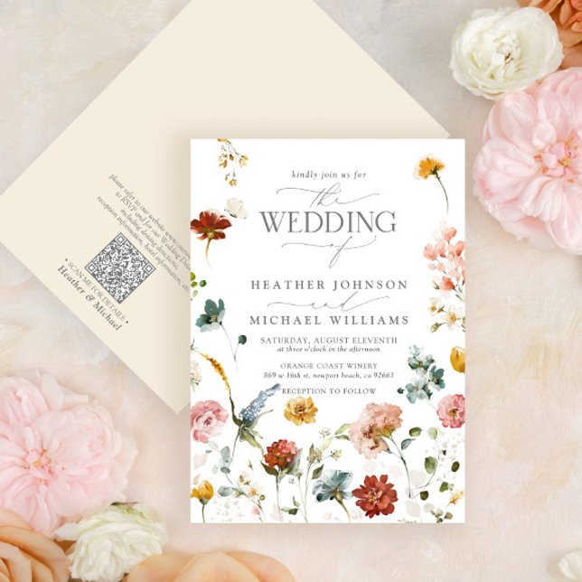 Invitación Código QR Elegante Jardín Flores Boda Floral (Subido por el creador)