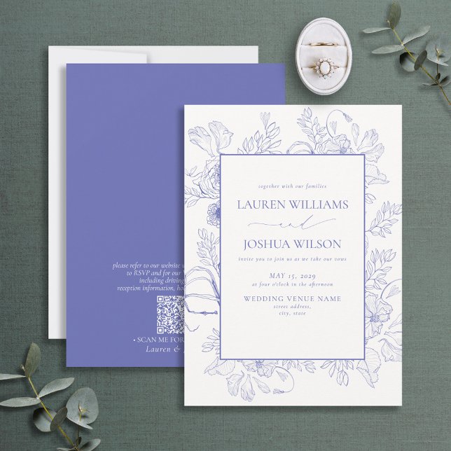 Invitación Código QR Elegante Lilac Lavender Boda Floral (Subido por el creador)
