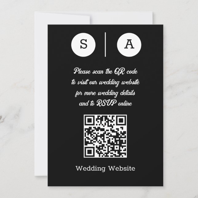 Invitación Código QR en blanco y negro, simple y elegante (Anverso)