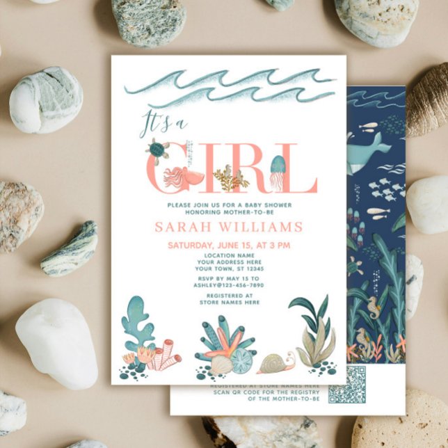 Invitación Código QR Es un Chica bajo el mar Baby Shower (Subido por el creador)