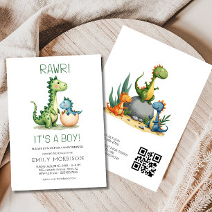 Invitación Código QR es una pequeña ducha de bebé de dinosaur