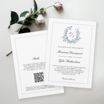 Código QR Escudo azul turbio Boda Monograma