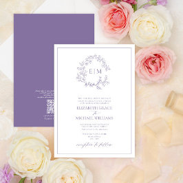 Invitación Código QR Escudo formal de cuero de lavanda Monogr