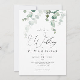 Invitación Código QR Eucalyptus Botánico Todo En Un Boda