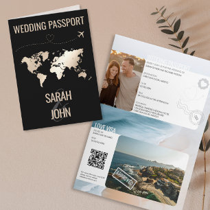 Invitación Código QR exclusivo moderno de boda de destino de 
