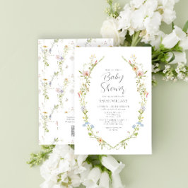Invitación Código QR Fiesta de Bebé Flor Silvestre Neutral en