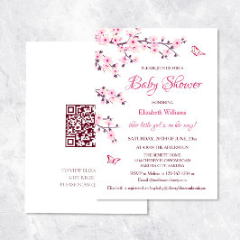 Invitación Código QR | Flor de cerezo | CHICA BABY SHOWER