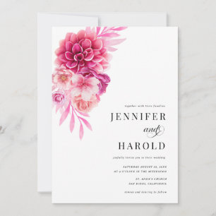 Invitación Código QR floral brillante rosa caliente todo en u