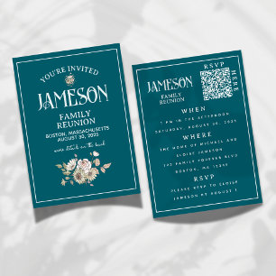 Invitación Código QR floral clásico de la unión familiar