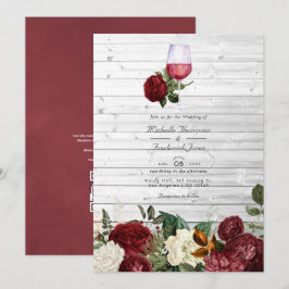 Invitación Código QR Floral de Borgoña para RSVP Degustación
