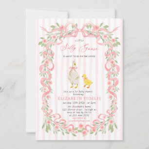 Invitación Código QR floral de color rosa de ganso suave Baby