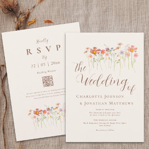 Invitación Código QR Floral de Flor Silvestre de Otoño Boho