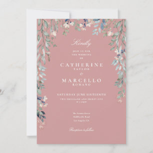 Invitación Código QR Floral de Flores Silvestres Rosa Polvori