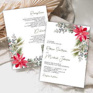Invitación Código QR Floral de Nochebuena Boda de Navidad