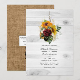 Invitación Código QR Floral de Otoño Rústico RSVP Boda de Cam