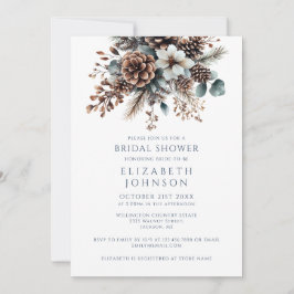 Invitación Código QR Floral de Piña Rústico Boho Despedida de