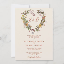 Invitación Código QR Floral Otoño Rústico Boda