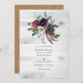 Invitación Código QR floral ruso RSVP Boda bohemio