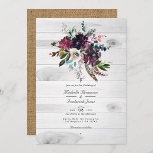 Invitación Código QR floral ruso RSVP Boda bohemio