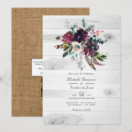 Invitación Código QR Floral Rústico RSVP Boda Bohemiana