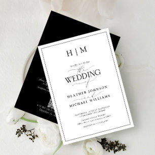 Invitación Código QR formal Boda de escritura de Monograma bl