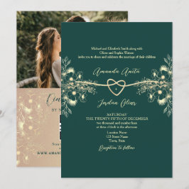 Invitación Código QR Foto Bodas Esmeralda Verde Oro