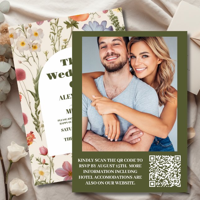 Invitación Código QR Foto Boho Boda botánico de Wildflower (Subido por el creador)