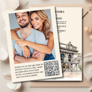 Invitación Código QR Foto Watercolor Nueva York Destino
