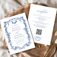 Código QR francés de Victoria Azul en un solo Boda