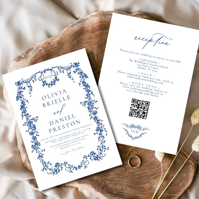 Invitación Código QR francés victoriano todo en un Boda (Subido por el creador)